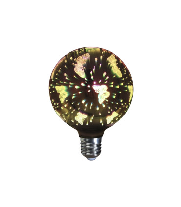 LAMPARA DECORATIVA 3D FILAMENTO LED GLOBO EFECTO MARIPOSA E27 4W 320º 230V