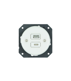 BASE EMPOTRAR PORCELANA USB TIPO A+ USB TIPO C BLANCO SIN MARCO