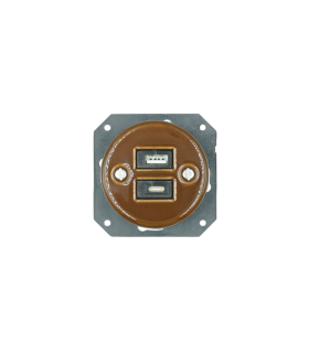 BASE EMPOTRAR PORCELANA USB TIPO A+ USB TIPO C MARRON SIN MARCO