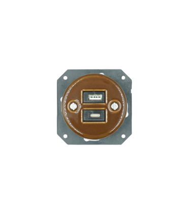 BASE EMPOTRAR PORCELANA USB TIPO A+ USB TIPO C MARRON SIN MARCO