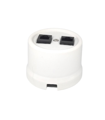 BASE SUPERFICIE PORCELANA BLANCO RJ45+RJ11 SIN MARCO