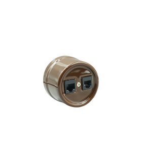 BASE SUPERFICIE PORCELANA RJ45+RJ11 SIN MARCO MARRON
