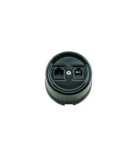 BASE SUPERFICIE PORCELANA  RJ45+RJ11 SIN MARCO NEGRA
