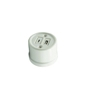 BASE DE SUPERFICIE  PORCELANA USB TIPO A+ USB TIPO C  BLANCA