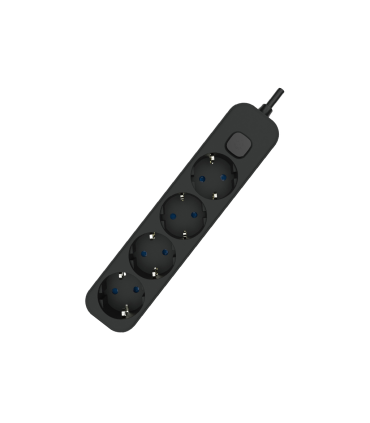 BASE MULTIPLE 4 TOMAS CON INTERRUPTOR 1.5 METROS NEGRA