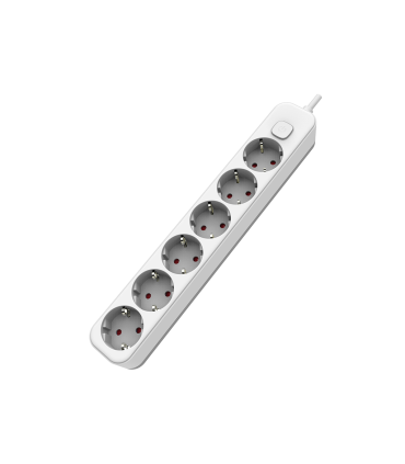 BASE MULTIPLE 6 TOMAS CON INTERRUPTOR 1.5 METROS BLANCA