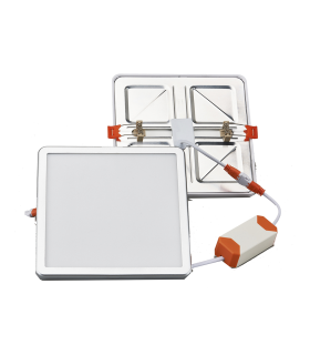 DOWNLIGHT REGULABLE  EMPOTRABLE 230x230MM 20W 6500K PLATA BRILLO CUADRADO CORTE AJUSTABLE