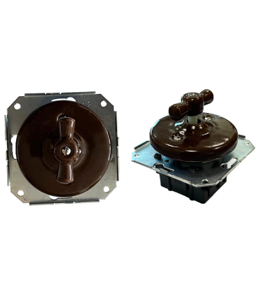 INTERRUPTOR CONMUTADOR EMPOTRAR PORCELANA MARRON 10A 250V SIN MARCO