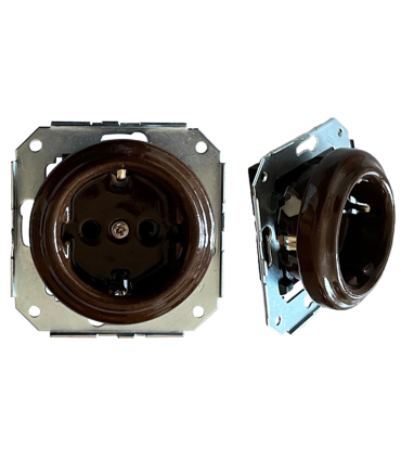 BASE EMPOTRAR PORCELANA MARRON 16A 250V SIN MARCO