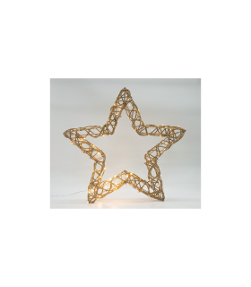 ESTRELLA LUMINOSA DORADA 3D CON RATAN  150 LEDS CON FLASH IP44 230V