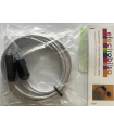 KIT CABLE TEXTIL PLATEADO 2 mts 2 X 0.75 MM. + CLAVIJA + INTERRUPTOR NEGROS