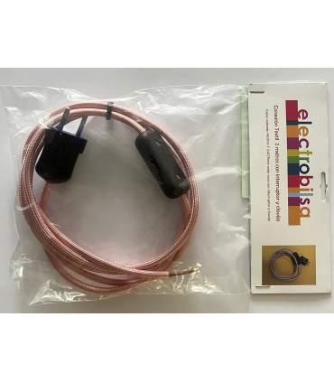 KIT CABLE TEXTIL ROSA 2 mts 2 X 0.75 MM. + CLAVIJA + INTERRUPTOR NEGROS