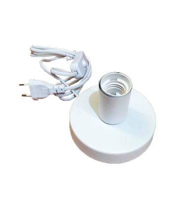 BASE DE MESA BLANCA E27 CON CABLE E INTERRUPTOR