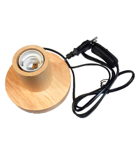 BASE DE MESA MADERA E27 CON CABLE E INTERRUPTOR