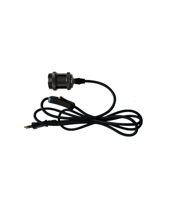 PORTALAMPARAS NEGRO PERLA + CABLE 1.80 METROS + INTERRUPTOR + CLAVIJA