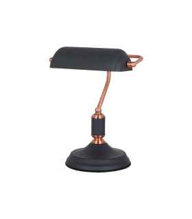 LAMPARA DE MESA TIPO BANQUERO E27 NEGRO + COBRE