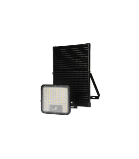 PROYECTOR LED SOLAR CON SENSOR CREPUSCULAR Y DE MOVIMIENTO CON CONTROL REMOTO 60W 9600Lm CAMBIO DE TONO 4000K/6000K