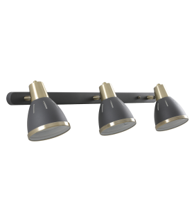 APLIQUE LED PARED 3XE27 NEGRO + DORADO