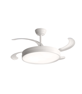 VENTILADOR DE TECHO ASPAS PLEGLABLES 30W DC  LED INTEGRADO 36W BLANCO CAMBIO DE TONO CON MEMORIA