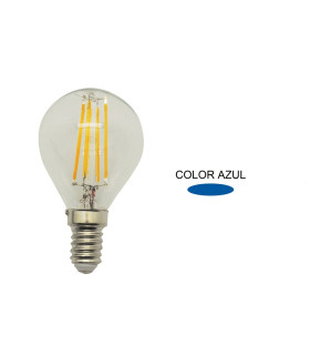 LAMPARA ESFERICA FILAMENTO LED AZUL E14 1,5W 360º 230V