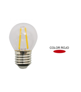 LAMPARA ESFERICA FILAMENTO LED ROJA E27 1,5W 360º 230V
