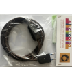 KIT CABLE TEXTIL MARRON 2 mts 2 X 0.75 MM. + CLAVIJA + INTERRUPTOR NEGROS